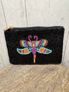 Colorful Dragonfly Beaded Coin Purse Dragonfly Pouch Womens Gift for Her NEW!